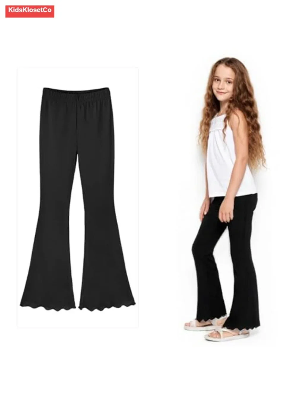 Girls Flare Leggings Bell Bottom Yoga Pants 3 Pack Mid Waisted